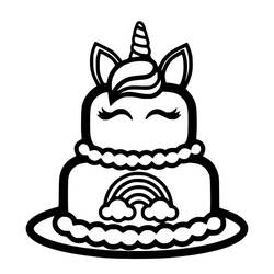 Dessin à colorier: Gâteau Licorne (Alimentation et Nutrition) #212746 - Coloriages à Imprimer Gratuits