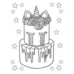 Dessin à colorier: Gâteau Licorne (Alimentation et Nutrition) #212747 - Coloriages à Imprimer Gratuits