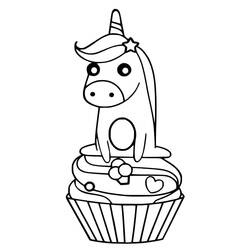 Dessin à colorier: Gâteau Licorne (Alimentation et Nutrition) #212748 - Coloriages à Imprimer Gratuits