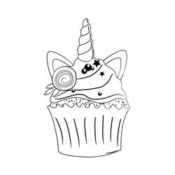 Dessin à colorier: Gâteau Licorne (Alimentation et Nutrition) #212749 - Coloriages à Imprimer Gratuits
