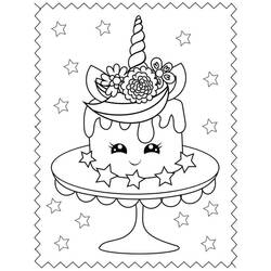 Dessin à colorier: Gâteau Licorne (Alimentation et Nutrition) #212751 - Coloriages à Imprimer Gratuits
