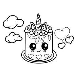 Dessin à colorier: Gâteau Licorne (Alimentation et Nutrition) #212752 - Coloriages à Imprimer Gratuits