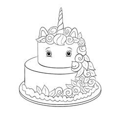 Dessin à colorier: Gâteau Licorne (Alimentation et Nutrition) #212753 - Coloriages à Imprimer Gratuits