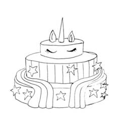 Dessin à colorier: Gâteau Licorne (Alimentation et Nutrition) #212755 - Coloriages à Imprimer Gratuits