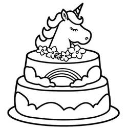 Dessin à colorier: Gâteau Licorne (Alimentation et Nutrition) #212756 - Coloriages à Imprimer Gratuits