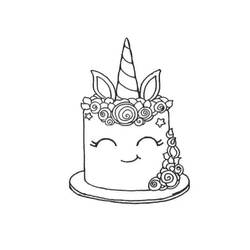 Dessin à colorier: Gâteau Licorne (Alimentation et Nutrition) #212757 - Coloriages à Imprimer Gratuits