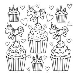 Dessin à colorier: Gâteau Licorne (Alimentation et Nutrition) #212759 - Coloriages à Imprimer Gratuits