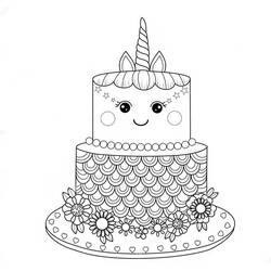Dessin à colorier: Gâteau Licorne (Alimentation et Nutrition) #212760 - Coloriages à Imprimer Gratuits