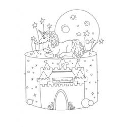 Dessin à colorier: Gâteau Licorne (Alimentation et Nutrition) #212762 - Coloriages à Imprimer Gratuits