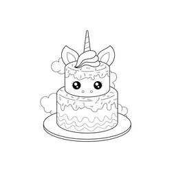 Dessin à colorier: Gâteau Licorne (Alimentation et Nutrition) #212763 - Coloriages à Imprimer Gratuits