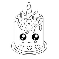 Dessin à colorier: Gâteau Licorne (Alimentation et Nutrition) #212765 - Coloriages à Imprimer Gratuits