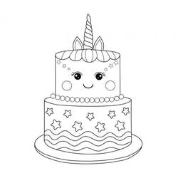 Dessin à colorier: Gâteau Licorne (Alimentation et Nutrition) #212766 - Coloriages à Imprimer Gratuits