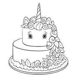 Dessin à colorier: Gâteau Licorne (Alimentation et Nutrition) #212767 - Coloriages à Imprimer Gratuits