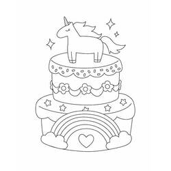 Dessin à colorier: Gâteau Licorne (Alimentation et Nutrition) #212768 - Coloriages à Imprimer Gratuits