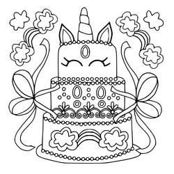 Dessin à colorier: Gâteau Licorne (Alimentation et Nutrition) #212770 - Coloriages à Imprimer Gratuits