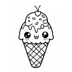 Dessin à colorier: Glace Kawaii (Alimentation et Nutrition) #216298 - Coloriages à Imprimer Gratuits
