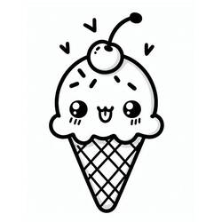 Dessin à colorier: Glace Kawaii (Alimentation et Nutrition) #216299 - Coloriages à Imprimer Gratuits