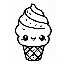 Dessin à colorier: Glace Kawaii (Alimentation et Nutrition) #216301 - Coloriages à Imprimer Gratuits