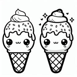 Dessin à colorier: Glace Kawaii (Alimentation et Nutrition) #216302 - Coloriages à Imprimer Gratuits