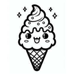 Dessin à colorier: Glace Kawaii (Alimentation et Nutrition) #216304 - Coloriages à Imprimer Gratuits