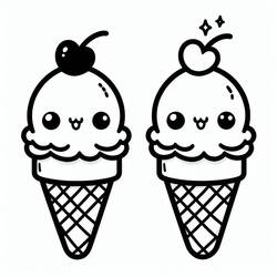 Dessin à colorier: Glace Kawaii (Alimentation et Nutrition) #216305 - Coloriages à Imprimer Gratuits