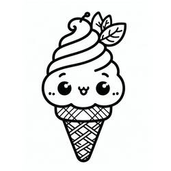 Dessin à colorier: Glace Kawaii (Alimentation et Nutrition) #216306 - Coloriages à Imprimer Gratuits