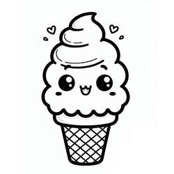 Dessin à colorier: Glace Kawaii (Alimentation et Nutrition) #216308 - Coloriages à Imprimer Gratuits