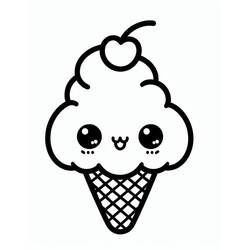 Dessin à colorier: Glace Kawaii (Alimentation et Nutrition) #216309 - Coloriages à Imprimer Gratuits