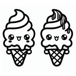 Dessin à colorier: Glace Kawaii (Alimentation et Nutrition) #216310 - Coloriages à Imprimer Gratuits