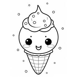 Dessin à colorier: Glace Kawaii (Alimentation et Nutrition) #216311 - Coloriages à Imprimer Gratuits
