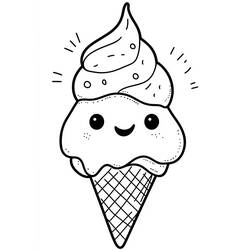 Dessin à colorier: Glace Kawaii (Alimentation et Nutrition) #216313 - Coloriages à Imprimer Gratuits