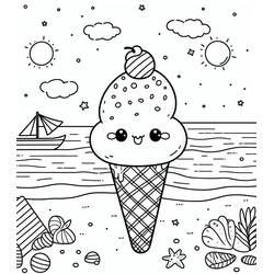 Dessin à colorier: Glace Kawaii (Alimentation et Nutrition) #216314 - Coloriages à Imprimer Gratuits