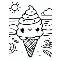 Dessin à colorier: Glace Kawaii (Alimentation et Nutrition) #216315 - Coloriages à Imprimer Gratuits