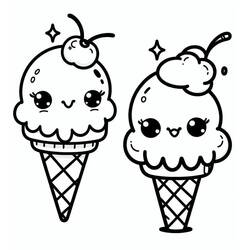 Dessin à colorier: Glace Kawaii (Alimentation et Nutrition) #216317 - Coloriages à Imprimer Gratuits