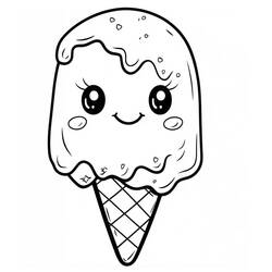 Dessin à colorier: Glace Kawaii (Alimentation et Nutrition) #216318 - Coloriages à Imprimer Gratuits