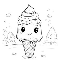 Dessin à colorier: Glace Kawaii (Alimentation et Nutrition) #216320 - Coloriages à Imprimer Gratuits