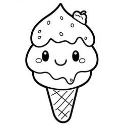 Dessin à colorier: Glace Kawaii (Alimentation et Nutrition) #216323 - Coloriages à Imprimer Gratuits