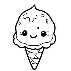 Dessin à colorier: Glace Kawaii (Alimentation et Nutrition) #216324 - Coloriages à Imprimer Gratuits