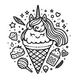 Dessin à colorier: Glace Licorne (Alimentation et Nutrition) #211763 - Coloriages à Imprimer Gratuits