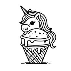 Dessin à colorier: Glace Licorne (Alimentation et Nutrition) #211768 - Coloriages à Imprimer Gratuits