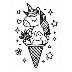 Dessin à colorier: Glace Licorne (Alimentation et Nutrition) #211777 - Coloriages à Imprimer Gratuits