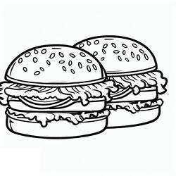 Dessin à colorier: Hamburger (Alimentation et Nutrition) #186747 - Coloriages à Imprimer Gratuits