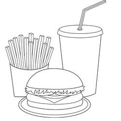 Dessin à colorier: Hamburger (Alimentation et Nutrition) #186754 - Coloriages à Imprimer Gratuits