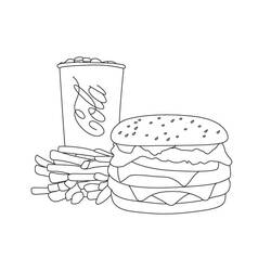 Dessin à colorier: Hamburger (Alimentation et Nutrition) #186757 - Coloriages à Imprimer Gratuits