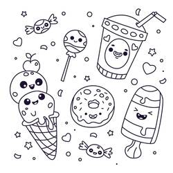 Dessin à colorier: Kawaii Nourriture (Alimentation et Nutrition) #209295 - Coloriages à Imprimer Gratuits