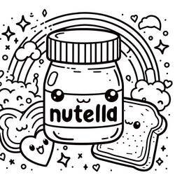 Dessin à colorier: Kawaii Nutella (Alimentation et Nutrition) #202404 - Coloriages à Imprimer Gratuits