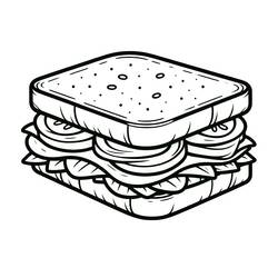 Dessin à colorier: Sandwich (Alimentation et Nutrition) #211342 - Coloriages à Imprimer Gratuits