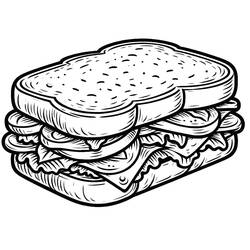 Dessin à colorier: Sandwich (Alimentation et Nutrition) #211343 - Coloriages à Imprimer Gratuits