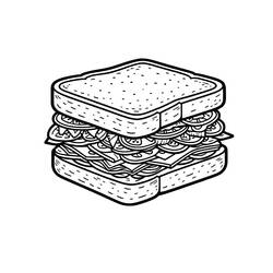 Dessin à colorier: Sandwich (Alimentation et Nutrition) #211346 - Coloriages à Imprimer Gratuits