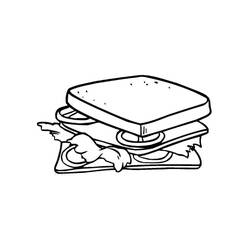 Dessin à colorier: Sandwich (Alimentation et Nutrition) #211349 - Coloriages à Imprimer Gratuits